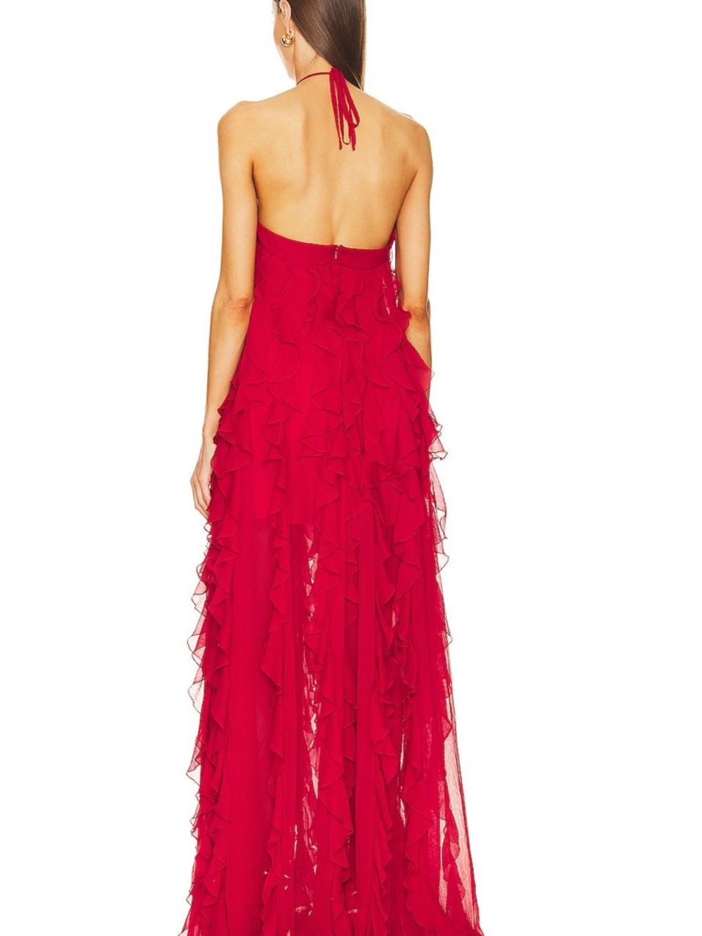 PatBO Red Ruffle Halter Maxi Dress - Picture 3 of 5